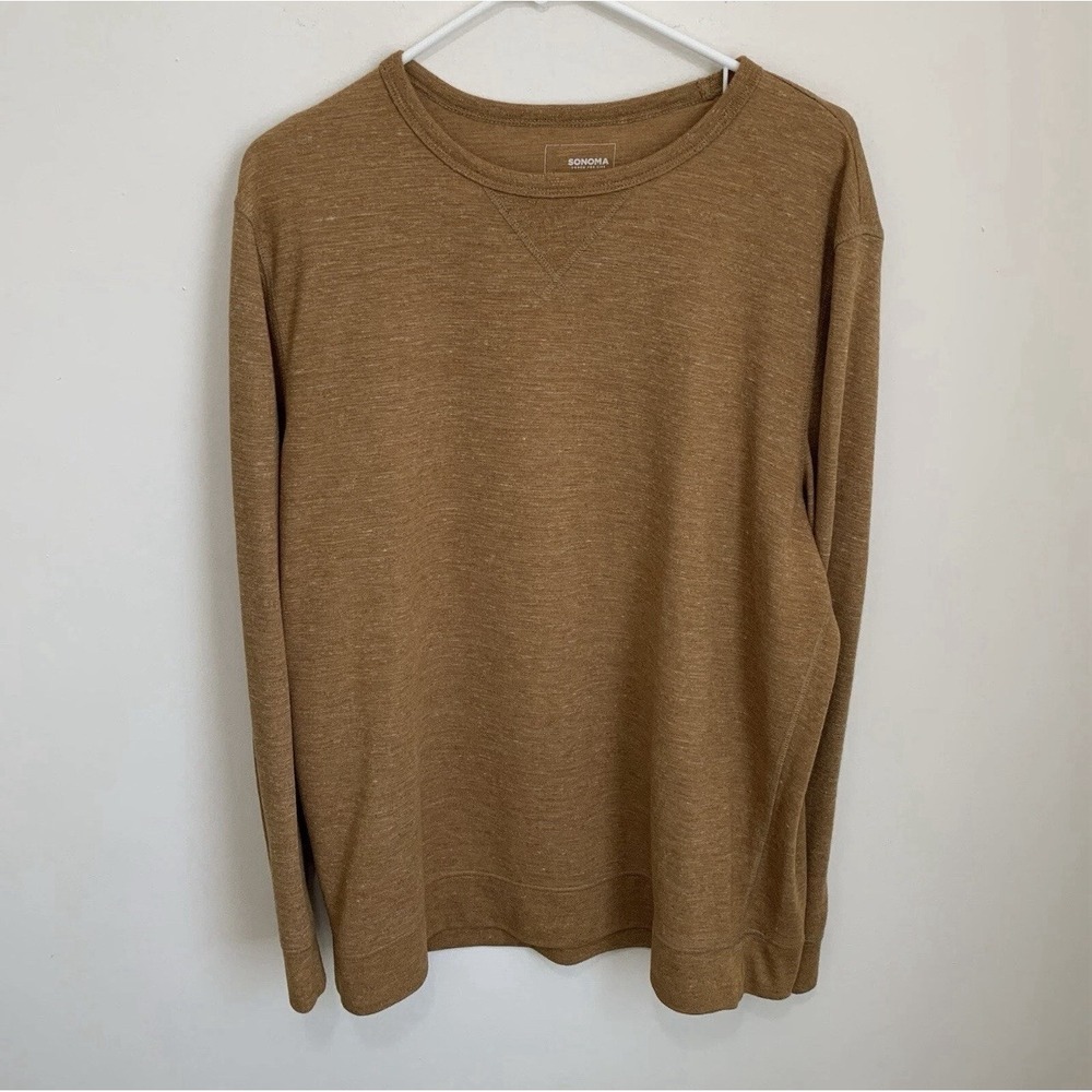 Sonoma Men's XL Thermal Shirt Burnt Orange Super soft Waffle Knit Layer Fall